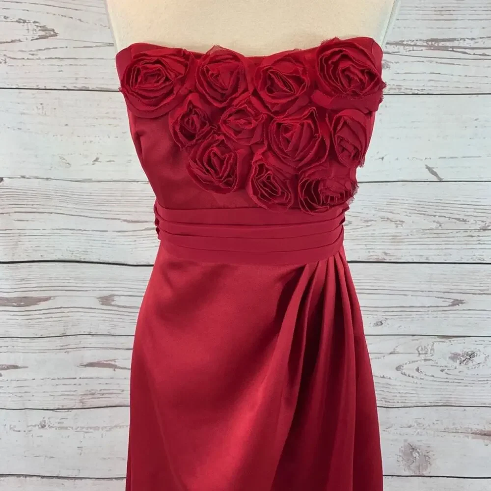David’s Bridal red strapless gown flower top - Picture 2 of 6